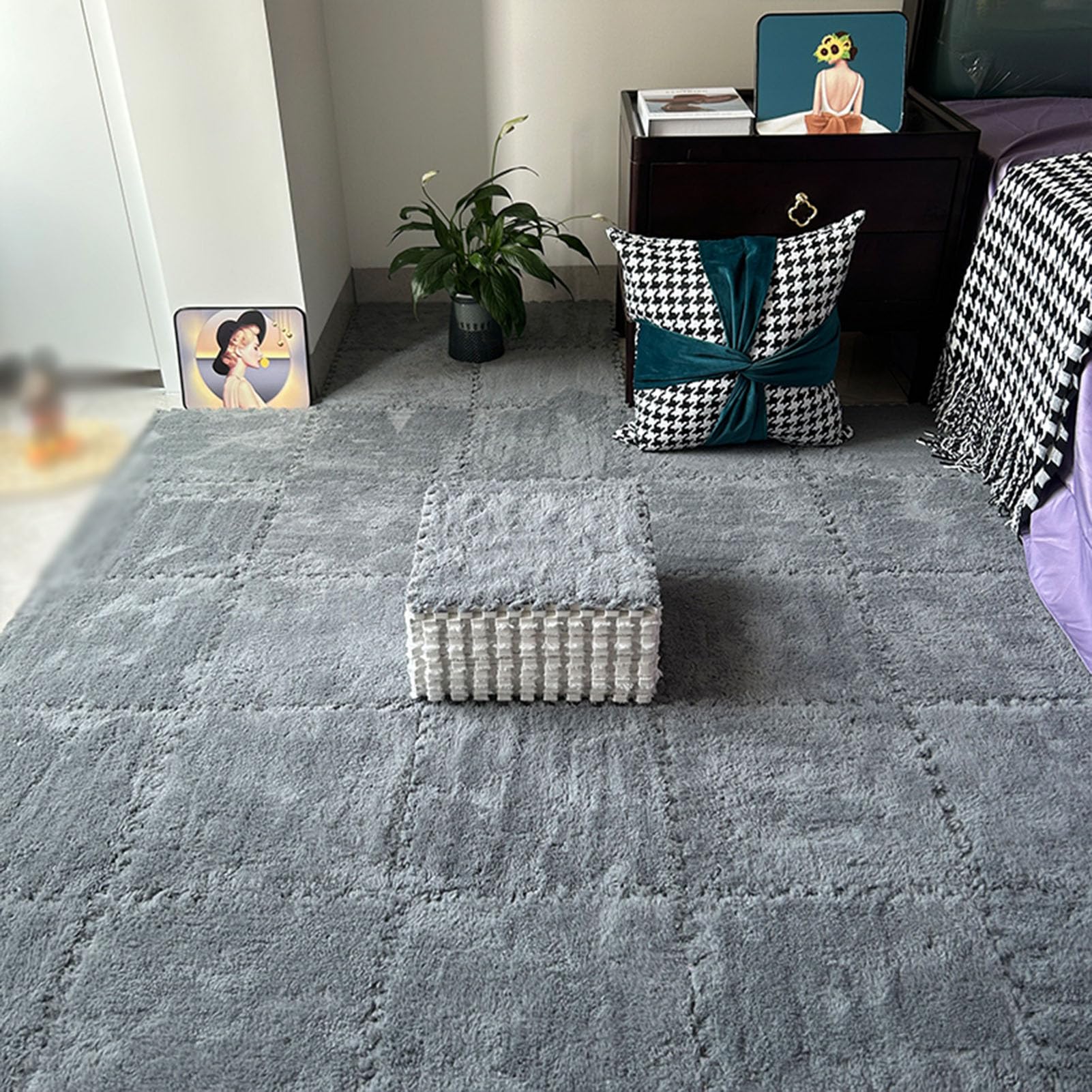 foam mats， Plush And EVA Foam Interlocking Carpet Tiles Grey Pack Of 10