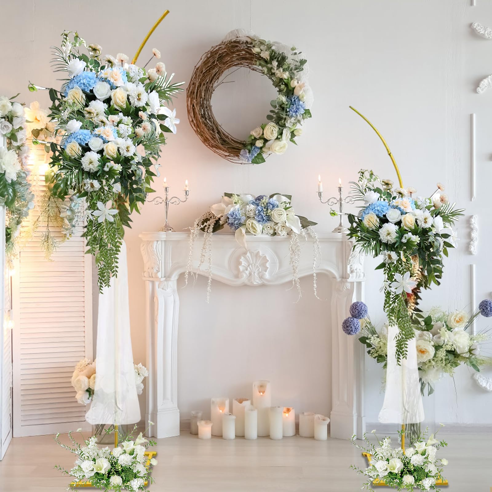 Arco Nuziale In Metallo Dorato - Altezza 2,2 M, Base Stabile, Per Decorazioni Feste, Matrimoni, Compleanni - 5