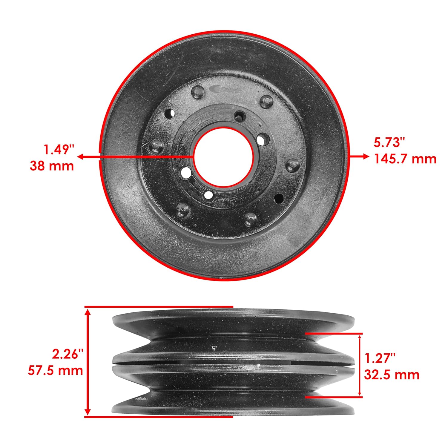 Caltric 52" Deck Spindle Blade and Pulley Compatible with Scag Tiger Cub/Wildcat/Cheetah 43644