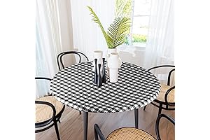 Round Tablecloth,Black Decor,Fits for 54 inches Round Table