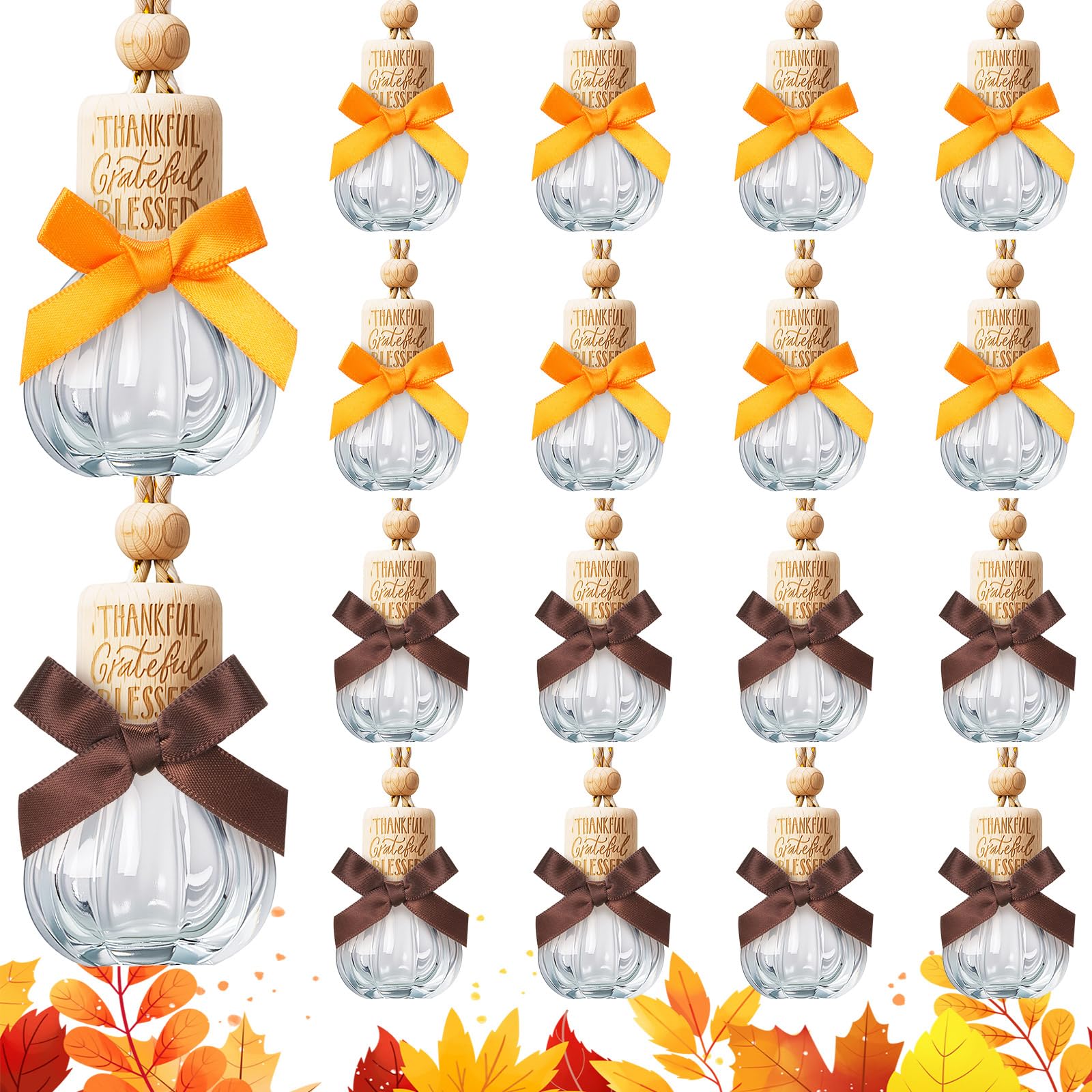 Reallnaive 30 Pcs Fall Pumpkin Car Diffuser Bottles Bulk