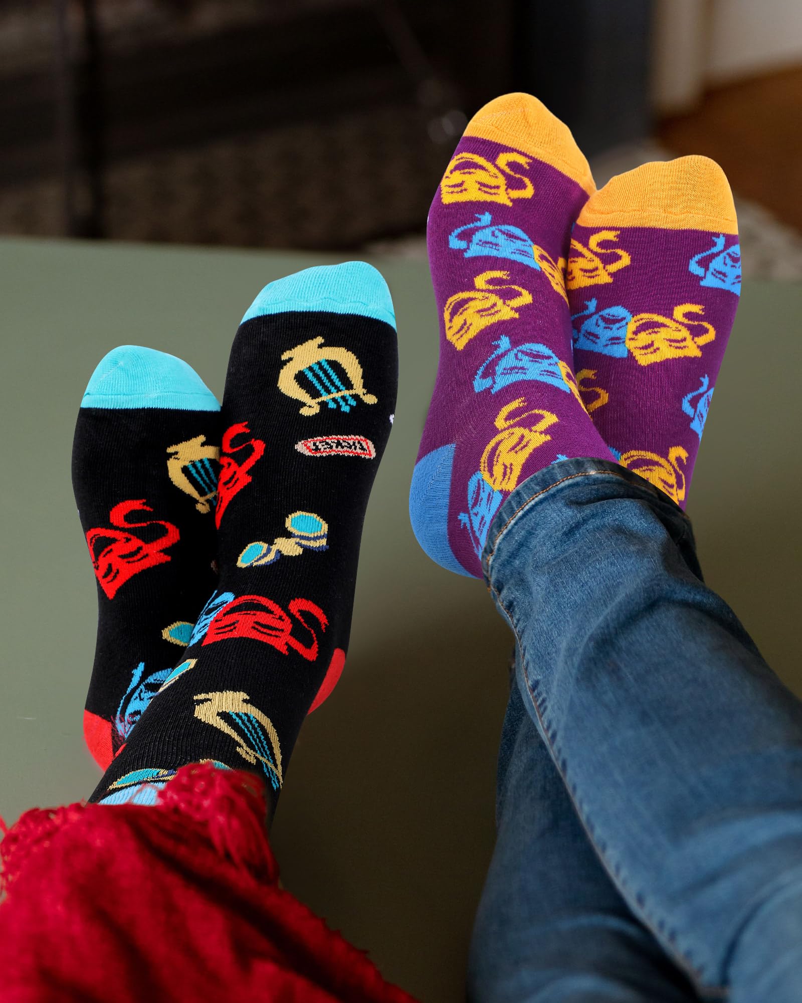 Glitopper 6 Pairs Funny Theatre Socks for Women Musical Theater Gift Crew Cotton Socks Novelty Graduation Gifts for Theatre Lovers