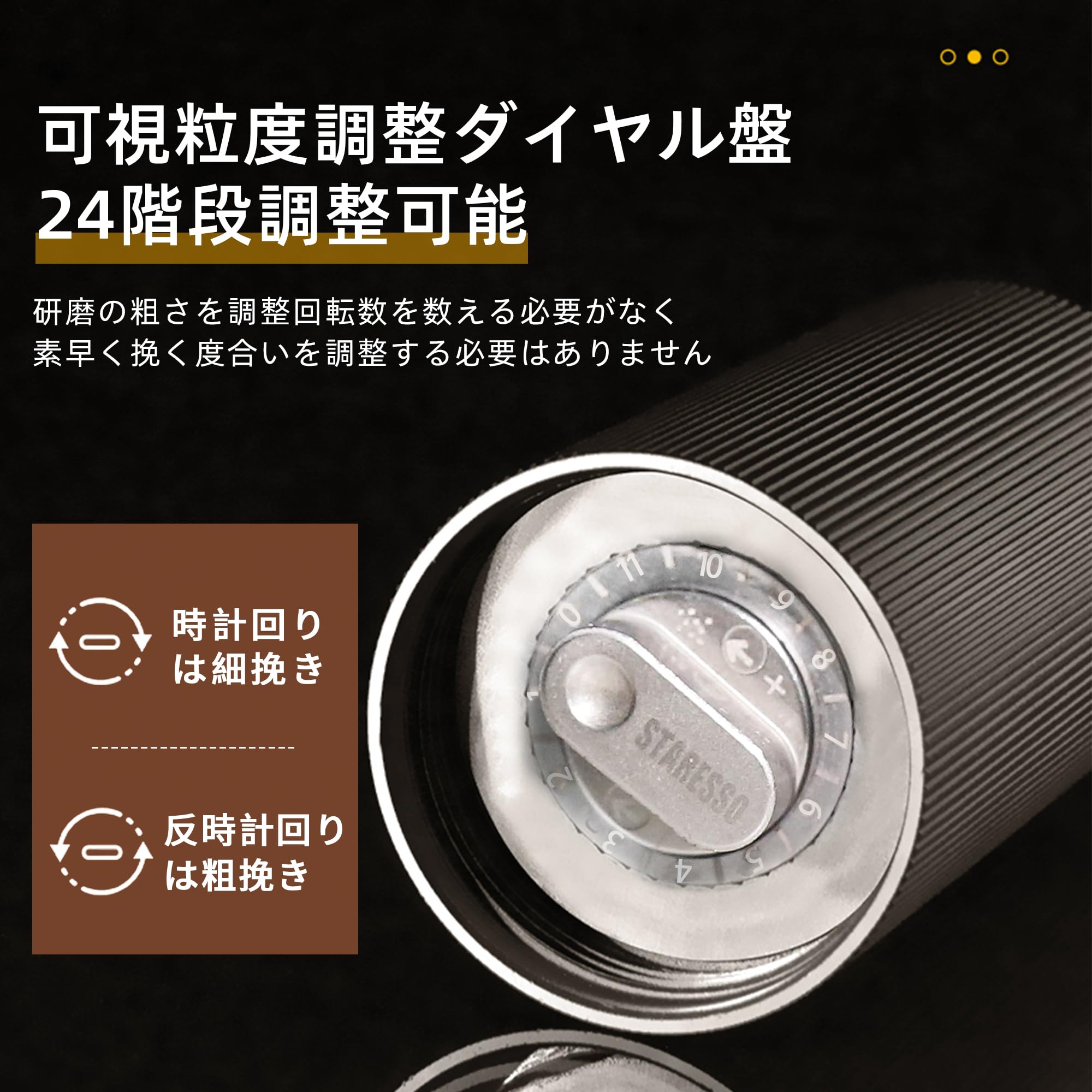 Amazon | STARESSO コーヒーミル手動 手挽きコーヒーミル 粗さ調整可能