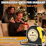 Fathers Day Gift Ideas for Husband, Wood Engraved 25-FT Tape Measure, Valentine's Day Gifts for Husband from Wife, Tool Gifts for Men Christmas Wedding Anniversary Xmas Stocking Stuffers for Men