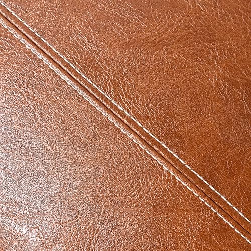 Miniatura 5 de Fancy Homi Paquete de 2 fundas de almohada decorativas de piel sintética marrón de 16 x 16 pulgadas para sala de estar, sofá, cama, sofá, funda de