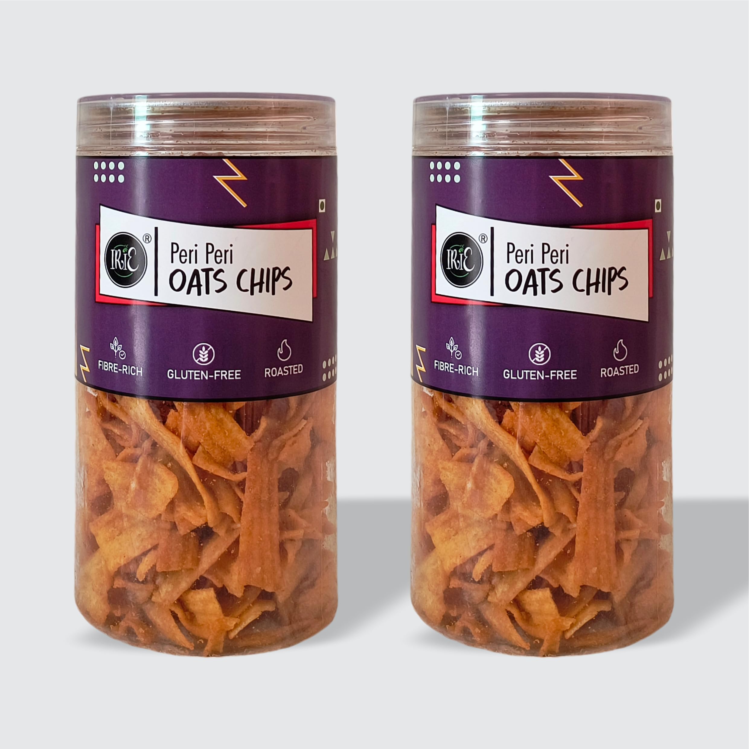 IRIE Peri Peri Oats Chips | Roasted Healthy Snack | Gluten-Free, High Protein | Crunchy & Guilt-Free | Party Snack for Adults & Kids - Pack of 2 (130g Each)