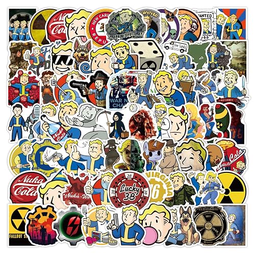 100PCS Fallout Merchandise Stickers, Cute Cartoon Game Fallout Merch Vinyl Waterproof Decal for Laptop Bumper Skateboard Water Bottles Computer Phone Stickers for Adult Teens Party Favors - 100PCS Fallout