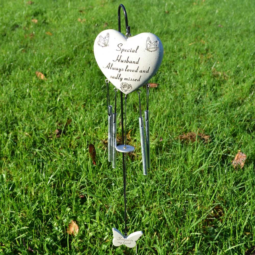 Angraves Special Husband Always Loved Sadly Missed Memorial Wind Chime, Silver - Image 2