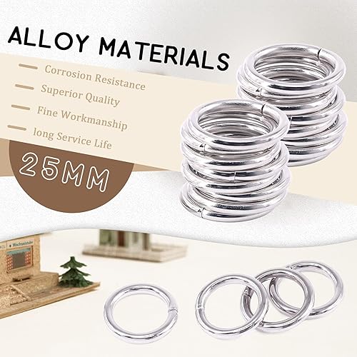 Miniatura 4 de Kit de 60 anillos de metal para cinturones, pasadores de accesorios para macramé, cinturón de campamento, correas para perro, accesorios de sable de