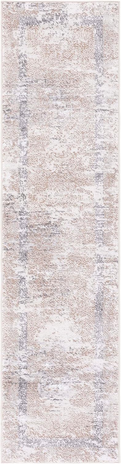 SAFAVIEH Amelia Collection Runner Rug - 2' x 8', Beige & Grey, Modern Abstract Design, Non-Shedding & Easy Care, Ideal for High Traffic Areas in Living Room, Bedroom (ALA271B)