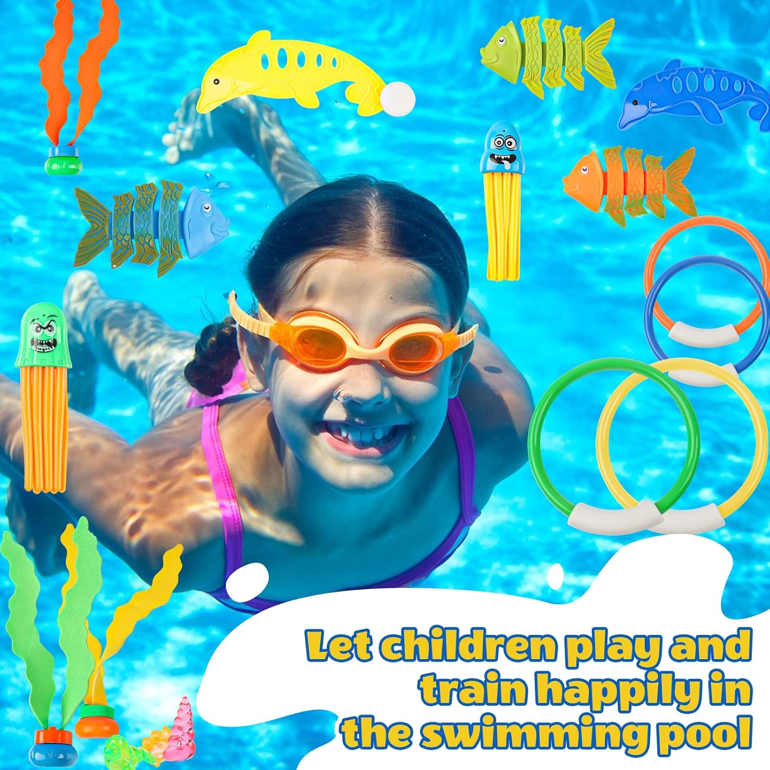 Diving Toy for Children, Pool Toy, Underwater Diving Toy Set, Pool Party, Swimming Pool Toy Gift (A)