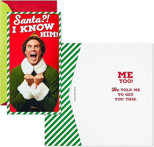 Miniatura 2 de Hallmark Paquete de tarjetas de regalo o dinero de Navidad, Buddy the Elf (6 tarjetas navideñas con sobres)
