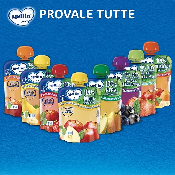 Mellin Pouch Merenda Frutta Mista Con Vitamina C, 90 g, Confezione da 6 - 5