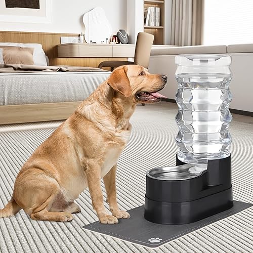 Miniatura 6 de RIZZARI Cuenco dispensador de agua para perros alimentador automático de acero inoxidable negro grande de 9 l, para perros, bueno para la salud de