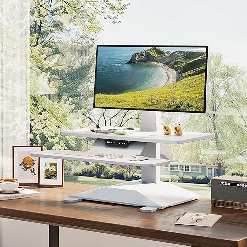 Electric Standing Desk Converter 28" Wide, Height Adjustable Desk Riser,