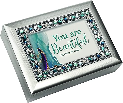 Cottage Garden Hermosa caja de música plateada cepillada por dentro y por fuera que te ilumina mi vida