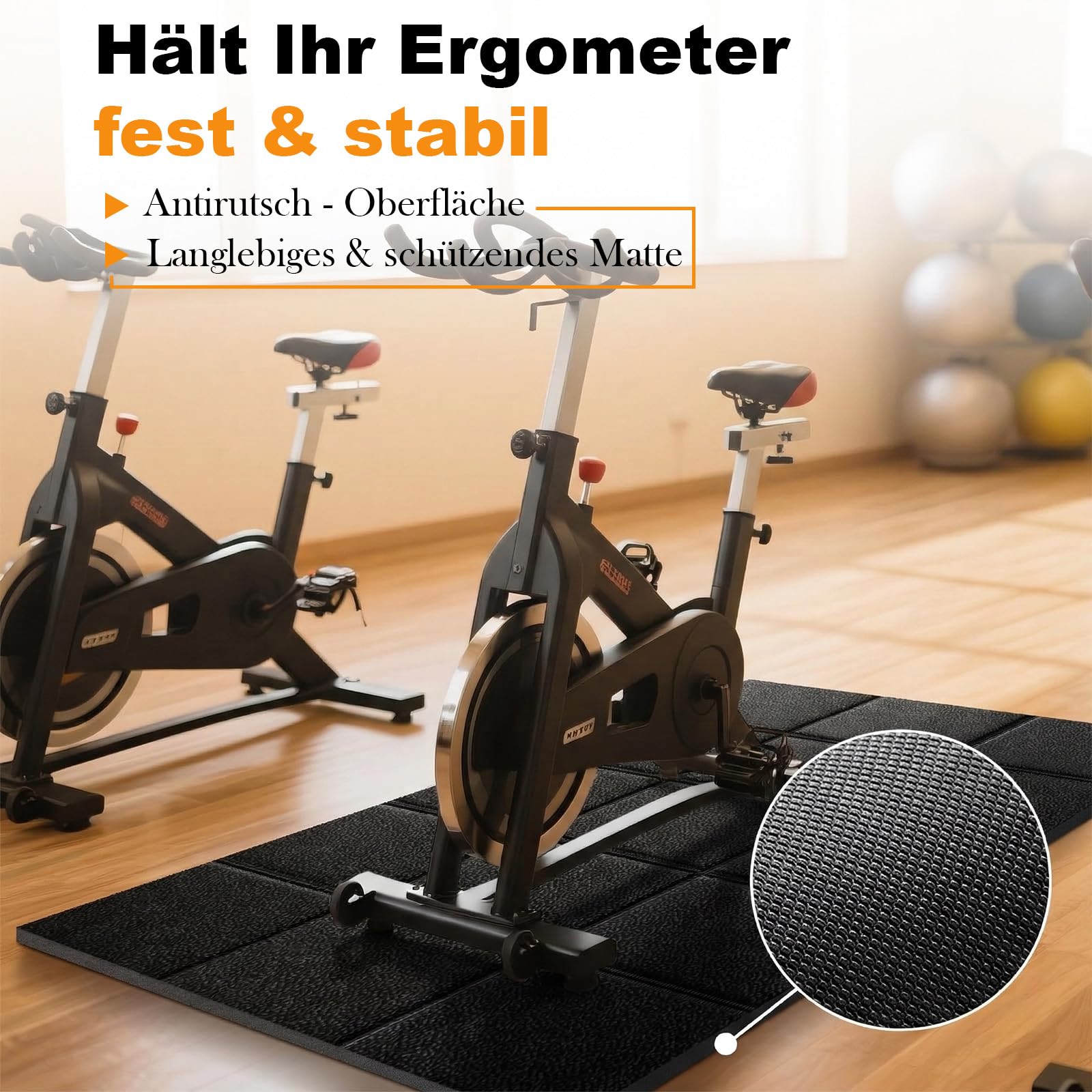 Laufband Matte Schalldämmend 200x100 cm Bodenschutzmatte Laufband, 4MM Dicke Laufmatte für Heimstudio & Walking-Pad, Lärm- & Erschütterungsdämmung für Indoor-Sport & Fitnessgeräte