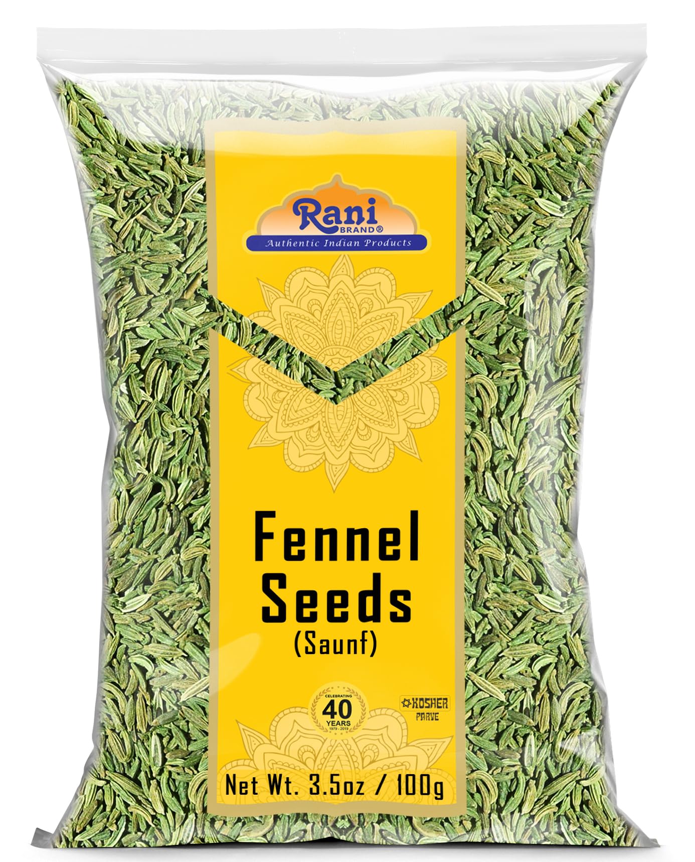 Rani Fennel Seeds (Saunf Sabut) Whole Spice 3.5oz (100g) ~ All Natural | Gluten Friendly | NON-GMO | Kosher | Vegan | Indian Origin