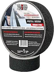 Fita Antiderrapante Faixa Lixa Preta 10 Metros X 50 mm para Escada Rampa Piso Uso Interno e Externo