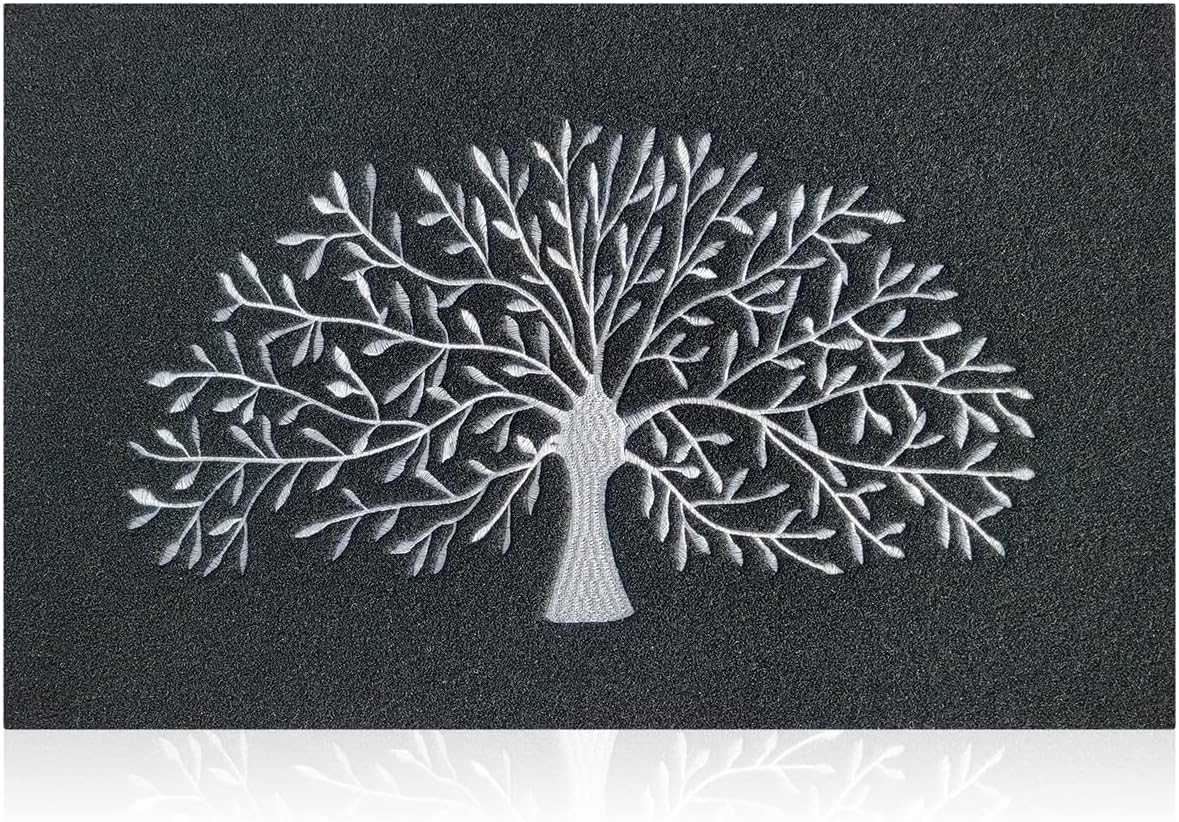 Welcome Doormats, Large Welcome Mat Outside, Outdoor Mats for Inside Front,Tree of Life Doormats,Heavy Duty Non slip for Entryway, Hallway Kitchen Easy to Clean Rubber Matting (Black)