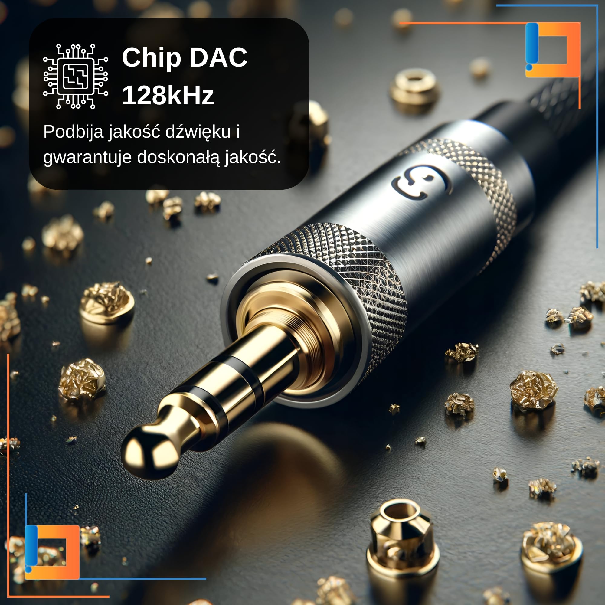 CO2 Kabel USB-C do Mini Jack 3,5 mm AUX z Przetwornikiem DAC 128 kHz HD, Najwyższa Jakość Dźwięku, Aluminium Space Grey, Adapter Kompatybilny z iPhone, MacBook, iPad Pro, Samsung (1m)