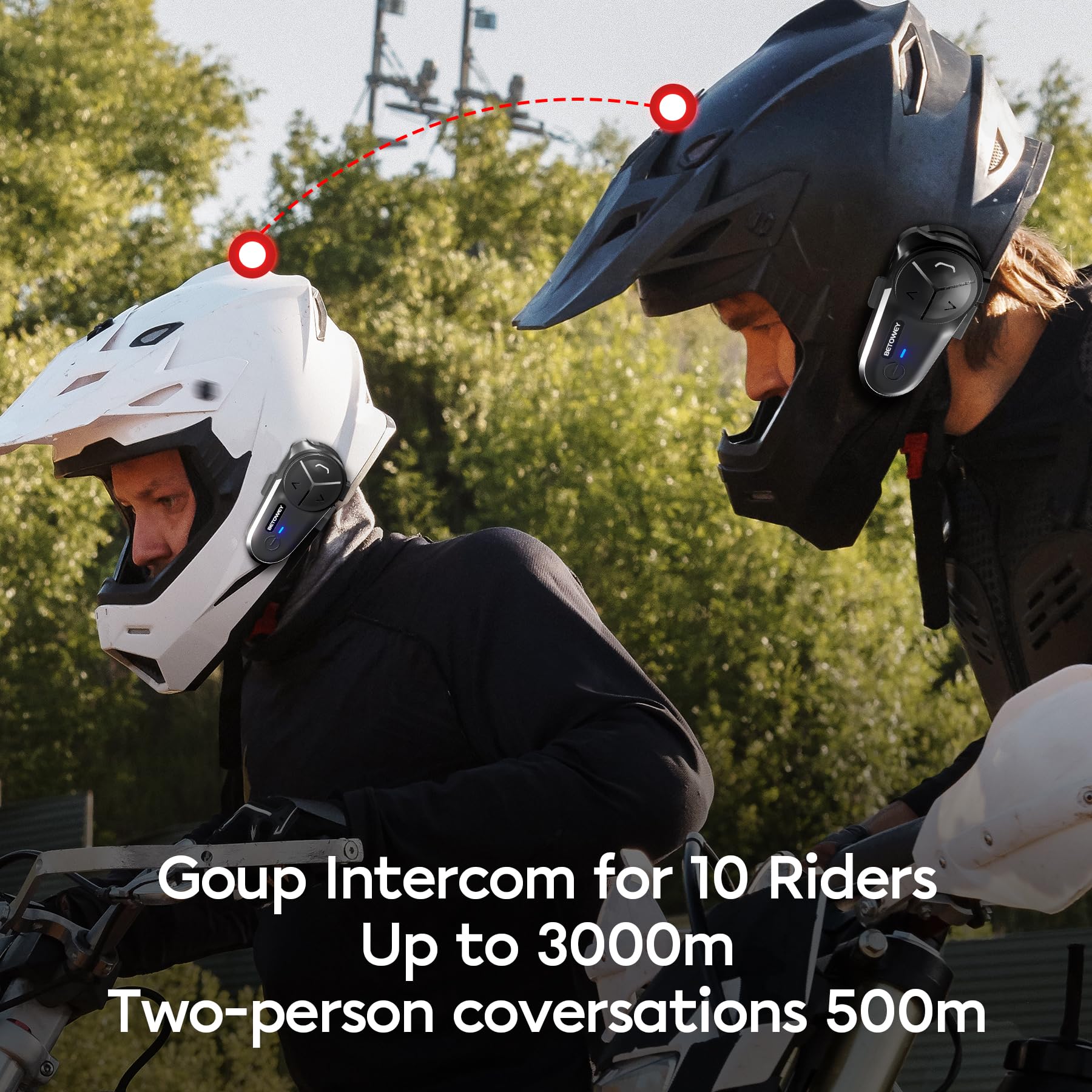 BETOWEY Interfono Bluetooth BT-S5 Per Moto, Dotato Di Bluetooth V5.3, Audio Multitasking, Due Tipi Di Microfoni, Adatto A 10 Piloti, Confezione Singola