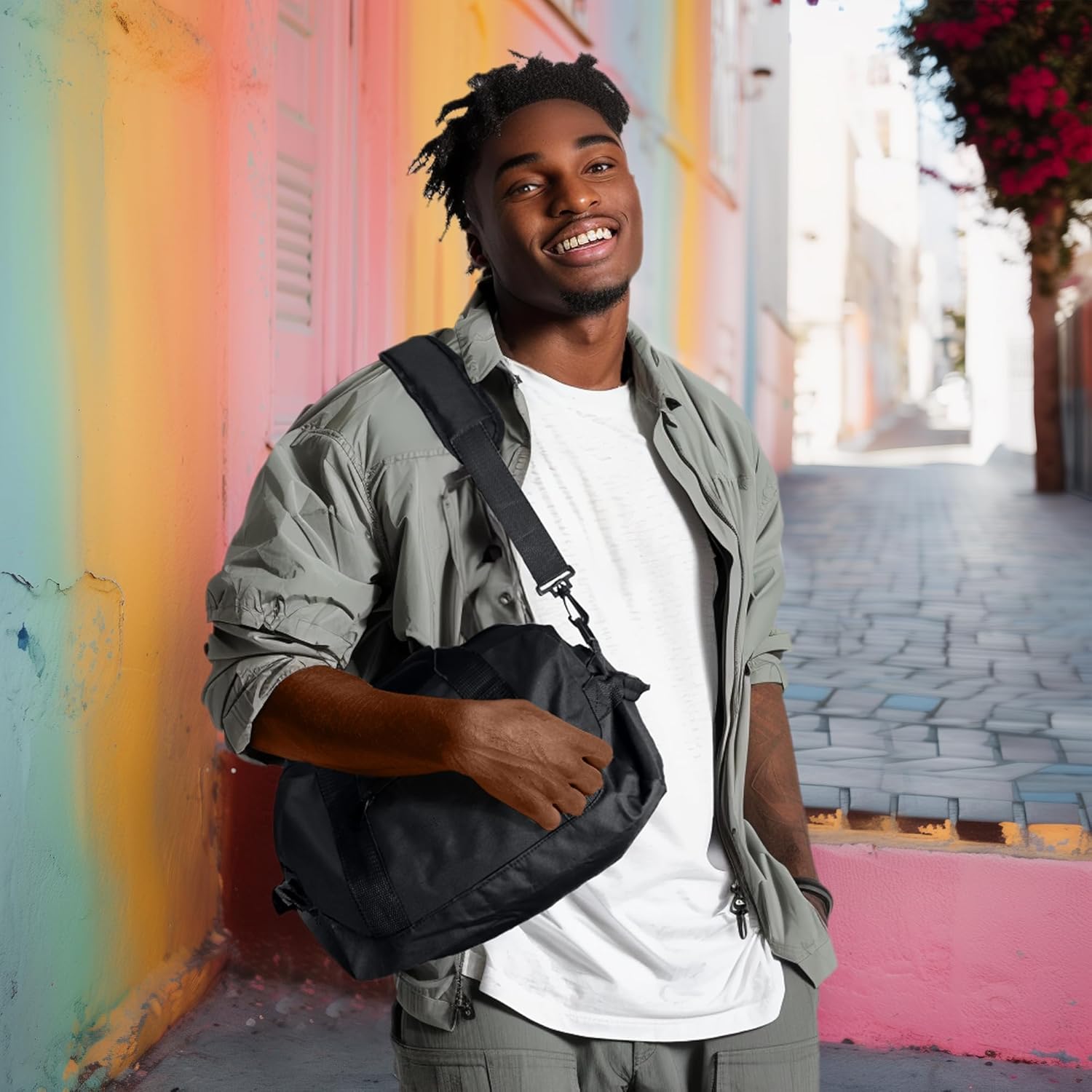 DALIX 14" Small Duffle Bag Two Toned Gym Travel Bag - Image 3