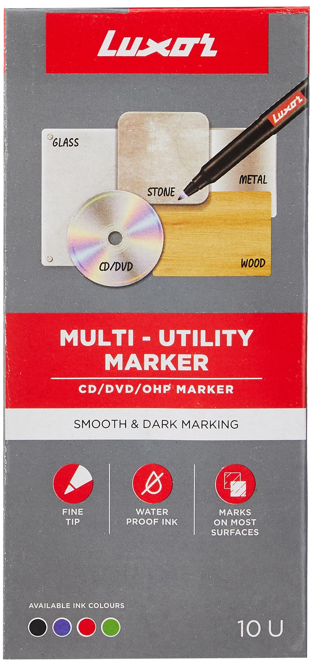 Luxor 1237 NF CD/OHP/DVD MARKER BLACK (10X3)
