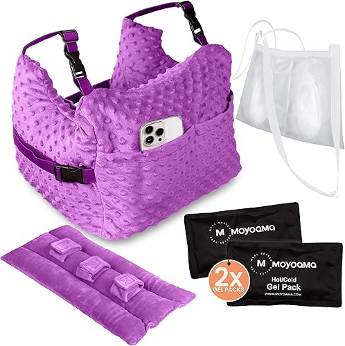 Vista 19 de MOYOAMA Paquete de felpa negra: almohada de mastectomía diseño IR con bolsa de ducha, 2 paquetes fríos y almohada para cinturón de seguridad Tinta