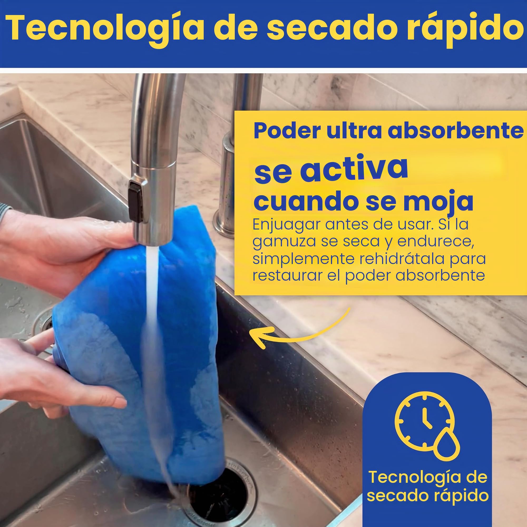 rubyloo Shammy - Toallas para perros grandes, 2 unidades (34 x 26 pulgadas), tecnología ultra absorbente, seca a los perros 2 veces más rápido, fácil de escurrir y reutilizar, compactas para baño