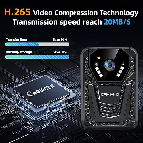 Miniatura 6 de CAMMHD Cámara Corporal F6 de 512GB 4K, Funciona 12-14 Horas y Visión Nocturna Ultra, Cámaras Corporales Impermeables con Grabación de Audio y Video