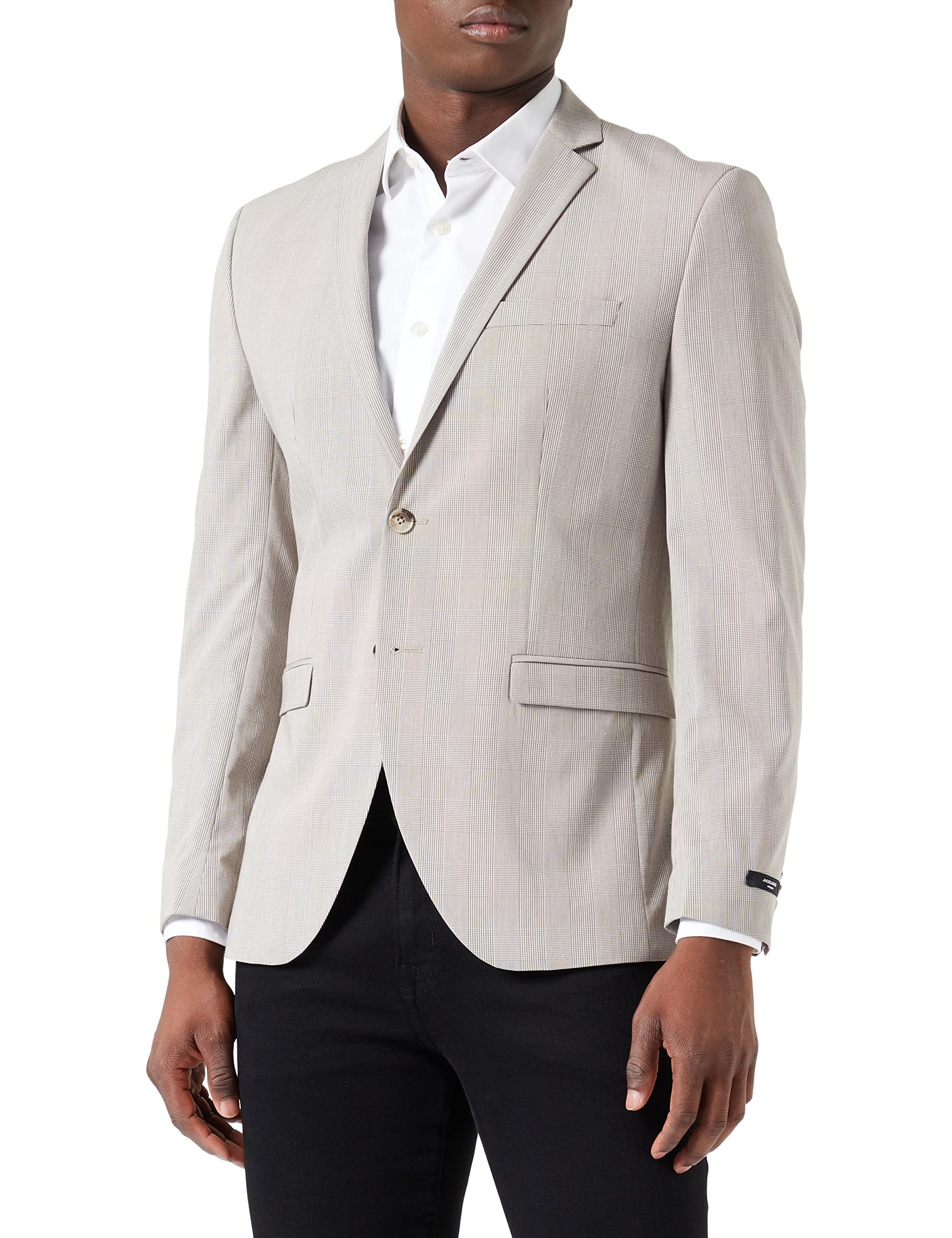 JACK&JONES JPRSOLARIS Check Blazer SN Chaqueta de Traje, White Pepper/Checks Super Slim FIT, 52 para Hombre