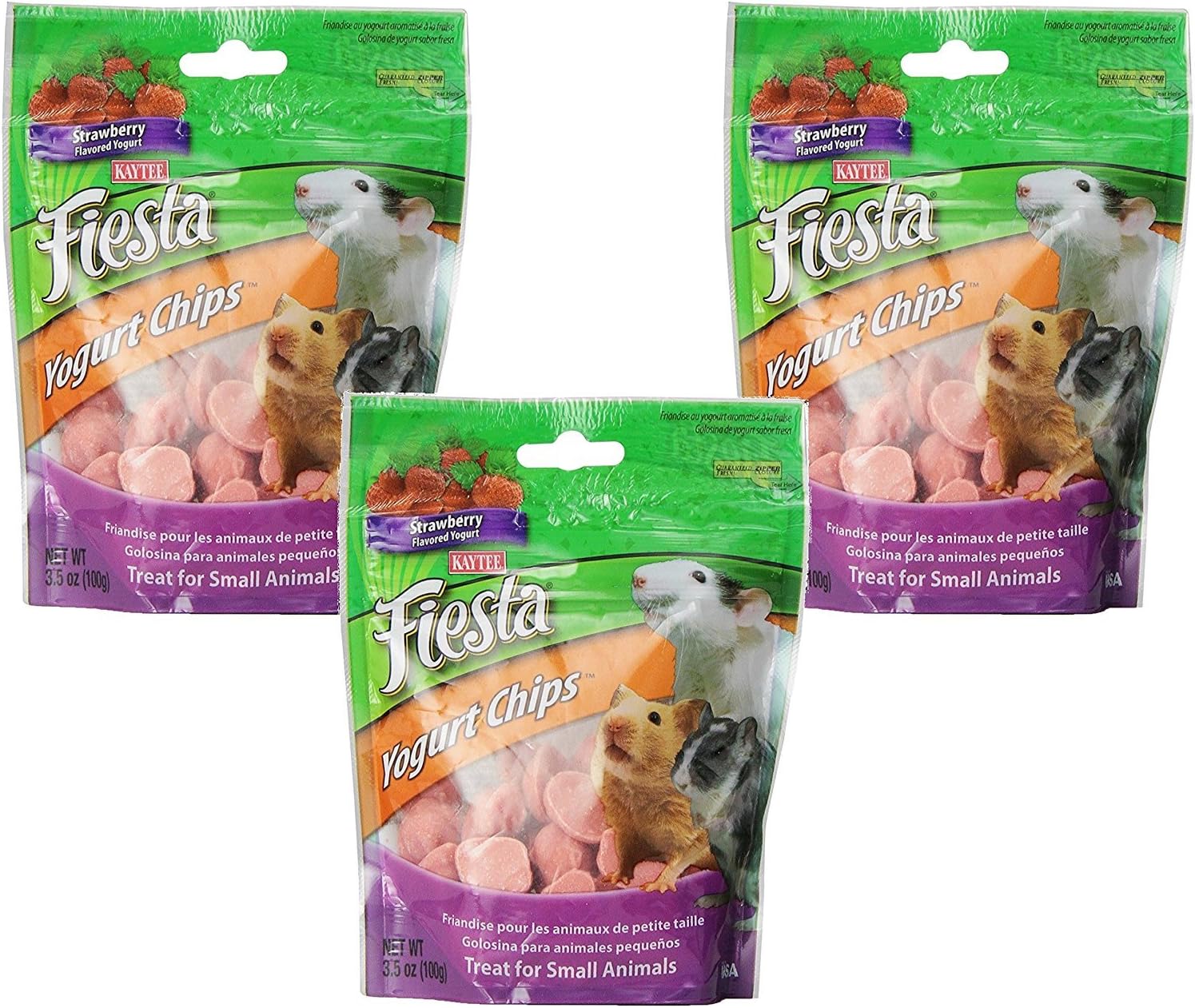 (3 Pack) Kaytee Fiesta Yogurt Straw Chip Snacks for Small
