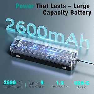 PEDOOLO Portable Printer Wireless for Travel, Inkless Thermal Printer Supports 8.5 x 11 Inch Thermal Paper, Bluetooth Compatible with iOS, Android, Laptop Includes 2 Rolls & 10 Sheets of Paper Kit