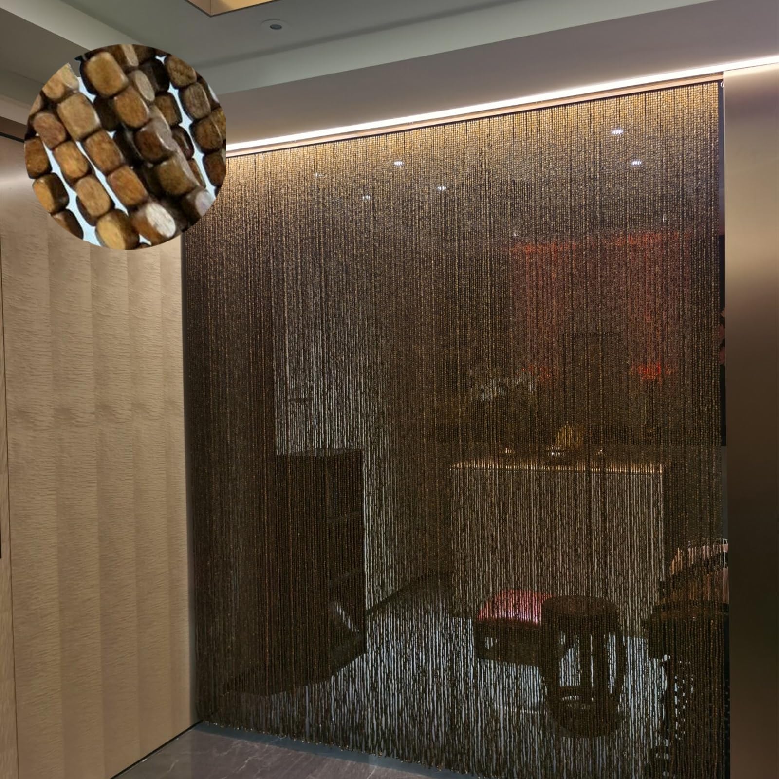 Amazon｜ストリングカーテン 高密度 ビーズカーテン 木製 間仕切り