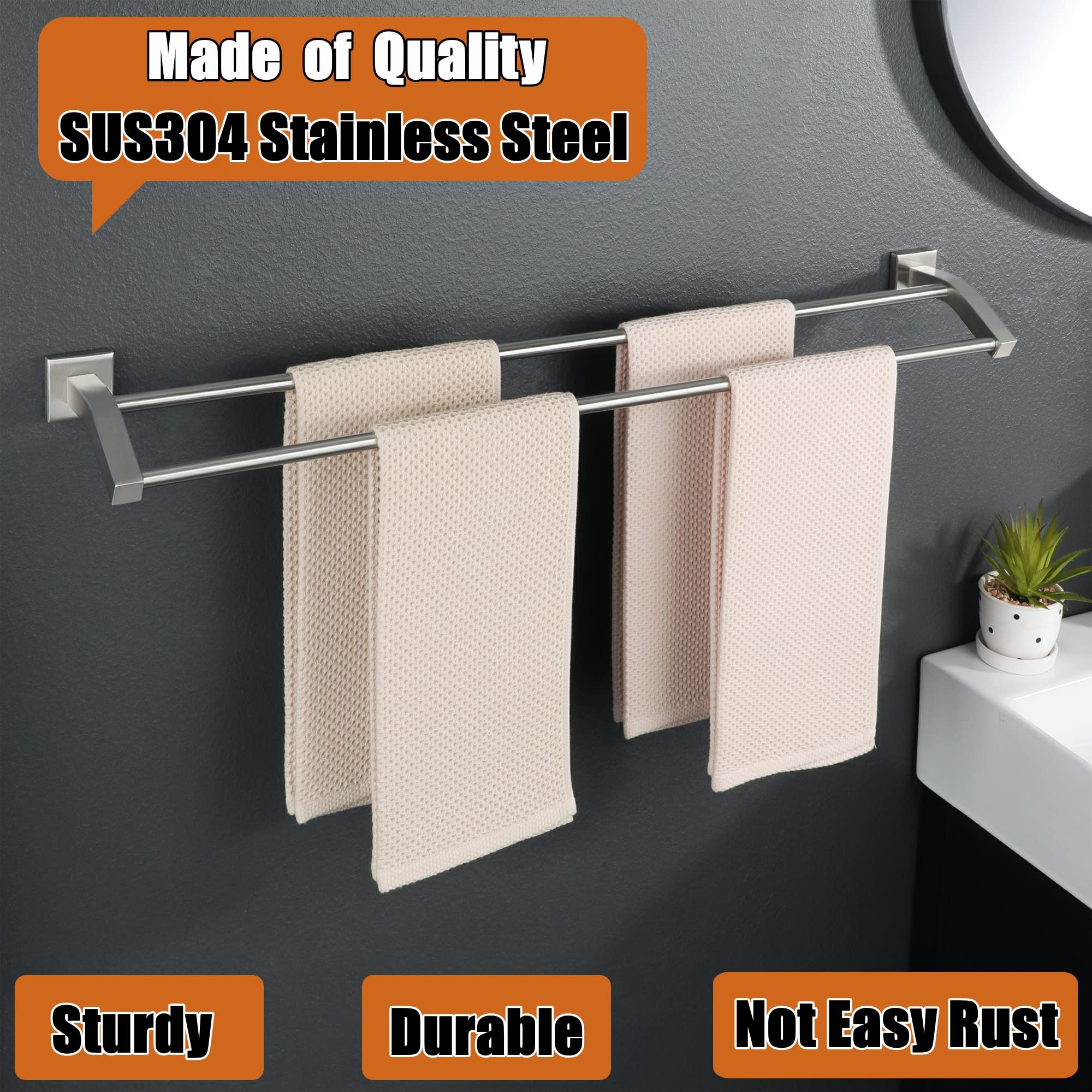 Snapklik.com : Alise Double Bath Towel Bars Towel Racks For Bathroom