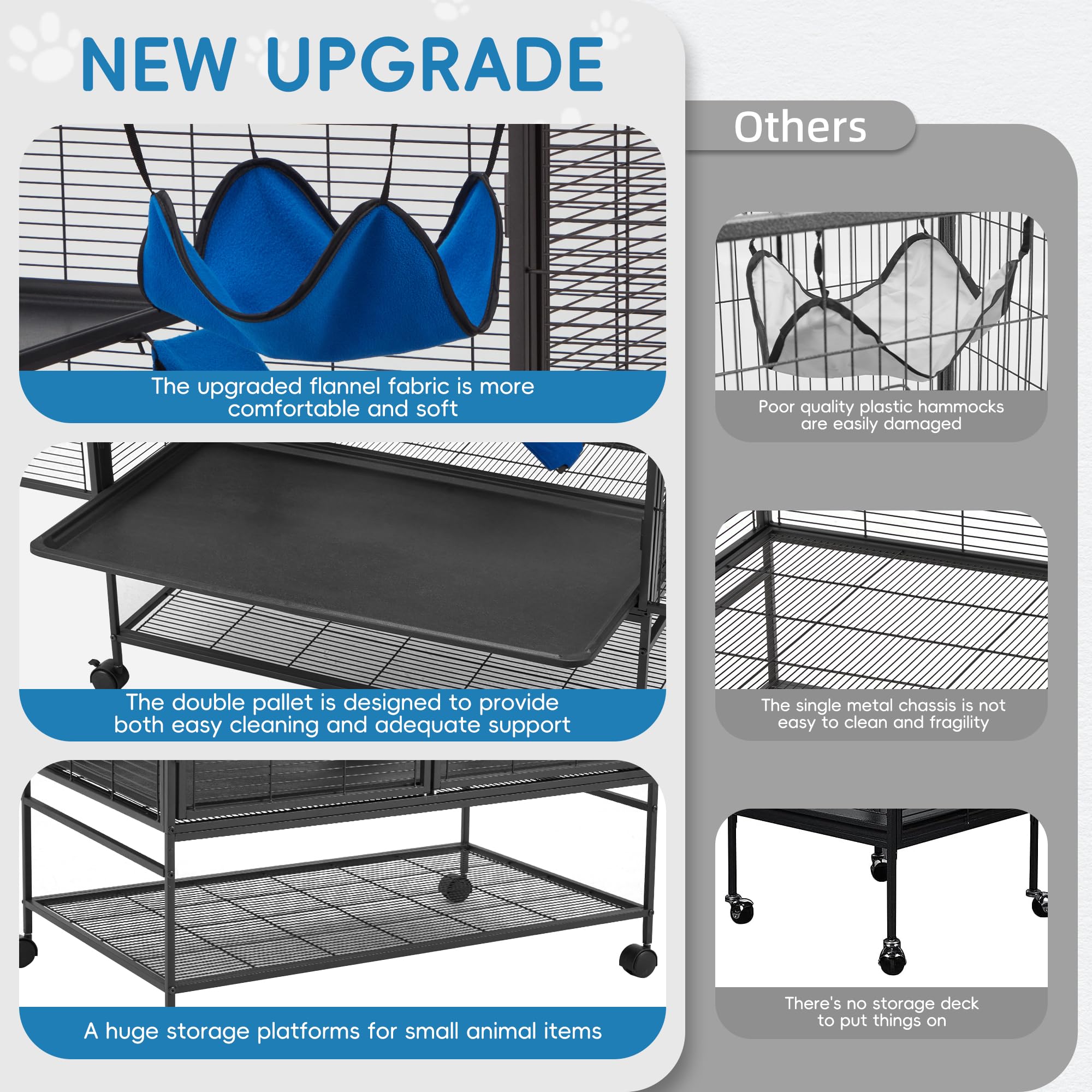 Amazon.com : HABUTWAY 40''H Large Metal Rolling Ferrets Cage, 2