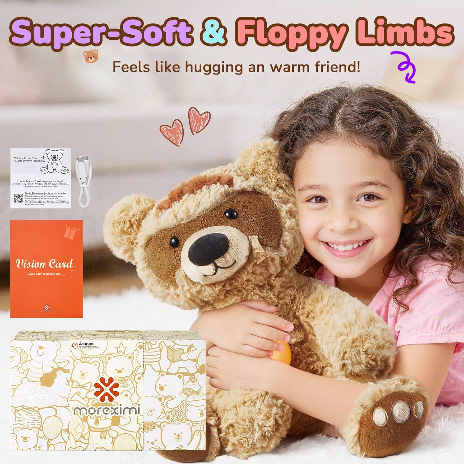 AI Talking Interactive Stuffed Animal Toy with ChatGPT, Smart Storytelling Teddy Bear with Magnetic AI Reactor, Educational & Emotional Companion Toys, Real-Time Voice Plush AI Toys for Kids Age 3+