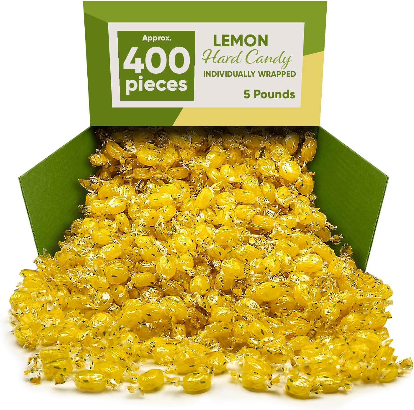 Lemon Drops Hard Candy Individually Wrapped - 5 Pounds Approx 400 Sour Lemon Candy, Holiday Candy Individually Wrapped - Yellow Bulk Candy, Christmas Candy in Bulk, Perfect for Holiday Season - Holiday Candy Individually Wrapped