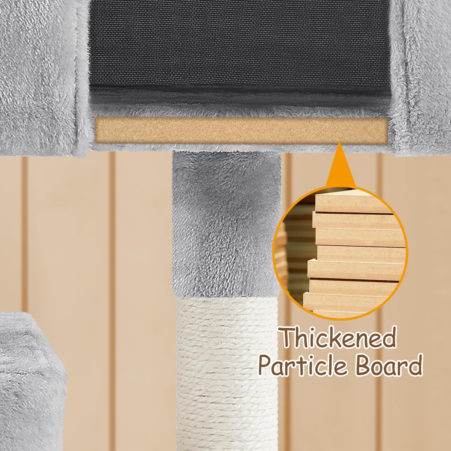 Cat Tree Tower for Indoor Cats w/2 Cozy Plush Condos, Oversized
