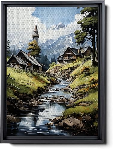 Vintage Waterfall Art Print, Rustic Nature Landscape print, Earth Tone Cottage Core Decor, Antique Wall Artwork