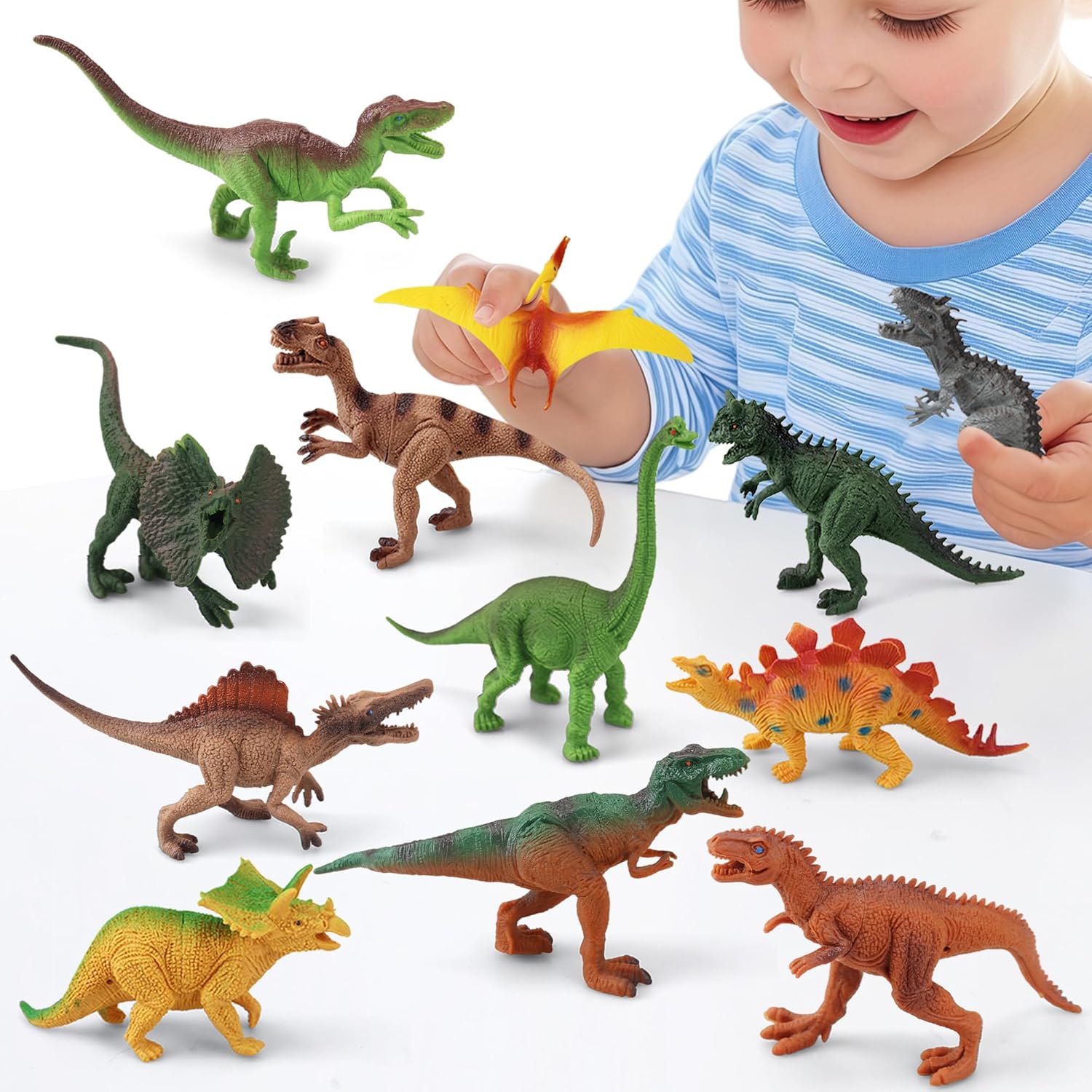12Pcs Dinosaur Toy Set Realistic Mini Dinosaur Figurines Perfect Birthday Party Gift for Boys and Girls