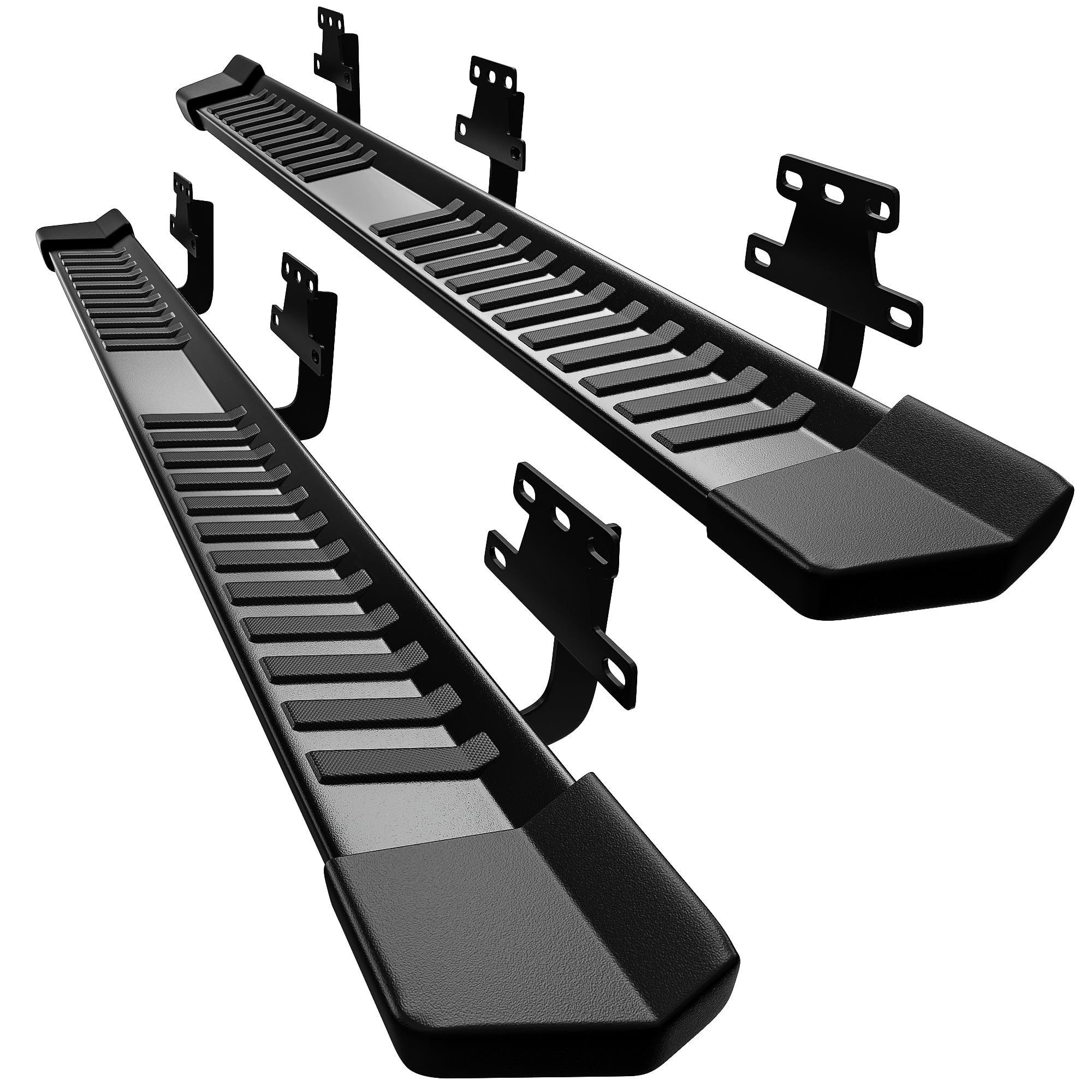 Photo 1 of Autosaver88 6 Inch Running Boards Compatible with 2019-2026 RAM 1500 Crew Cab, Step Pad Design, Stainless Steel Side Steps Black Nerf Bar