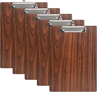Clipboards,5 Pack Wooden Clipboard Hardboard,Standard A4 Letter Size Wood Clip Boards for Office School Business Classroom