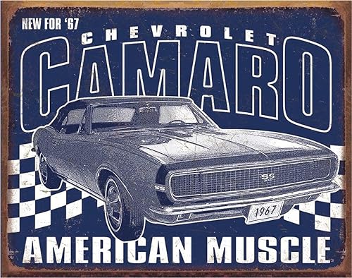 Desperate Enterprises Chevrolet Camaro 1967 Muscle Tin Sign - Decoración nostálgica de metal vintage para pared, fabricado en Estados Unidos