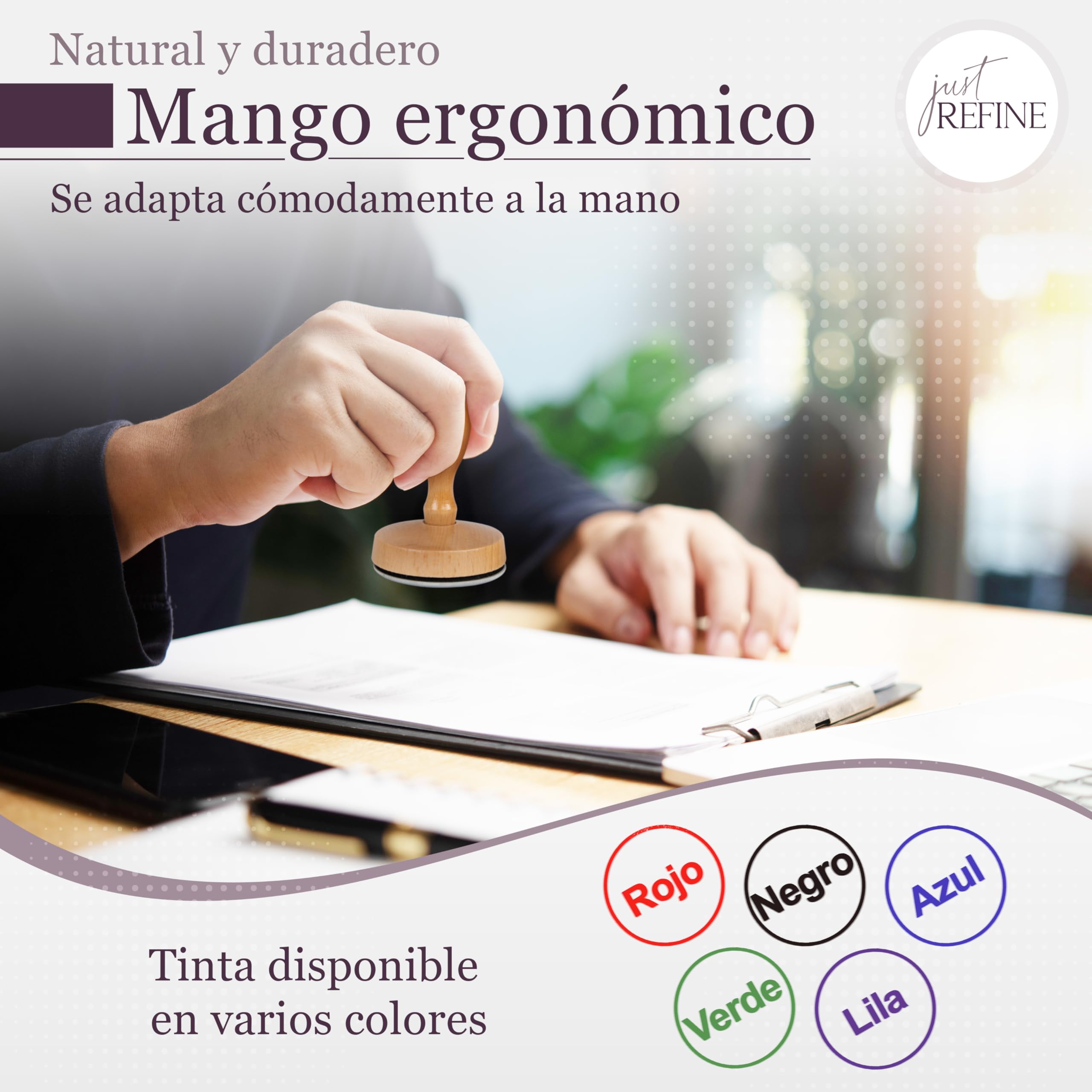 Sello Personalizable con Logotipo o Texto: Sello de Empresa, Dirección y Fecha en Madera - Varios Tamaños Disponibles, Diseñe a Su Medida (30 mm)