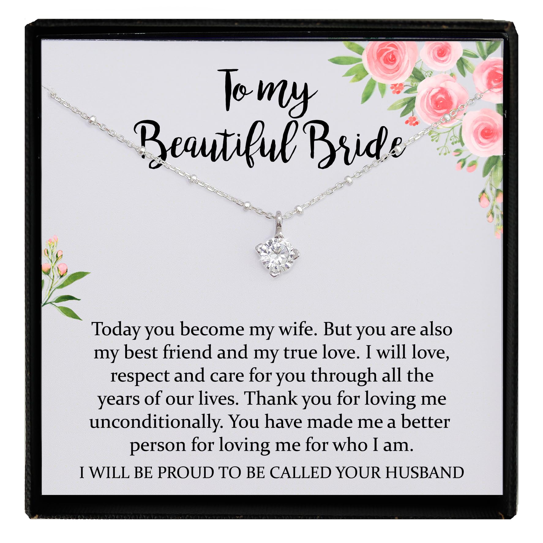 Be Wished Groom to Bride Gift with Meaningful Message and Jewelry, Ready To Gift Necklace with Poem for Wedding Day
