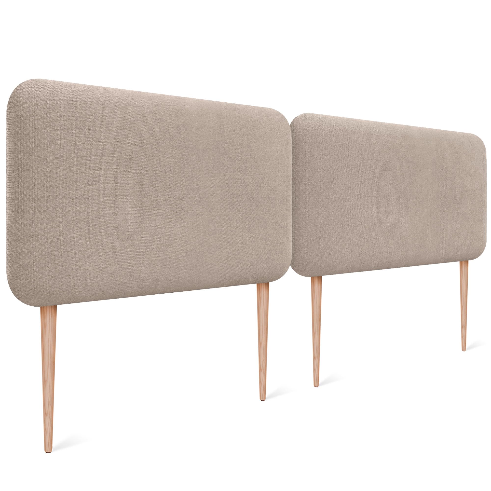 DHOME Gepolstertes Glattes Abgerundetes Kopfteil aus Aqualine-Stoff mit Beinen für Wand Akustik-Kopfteile Schalldämmend Kopfende Bett Schlafzimmer (Beige, 200cm Dual)