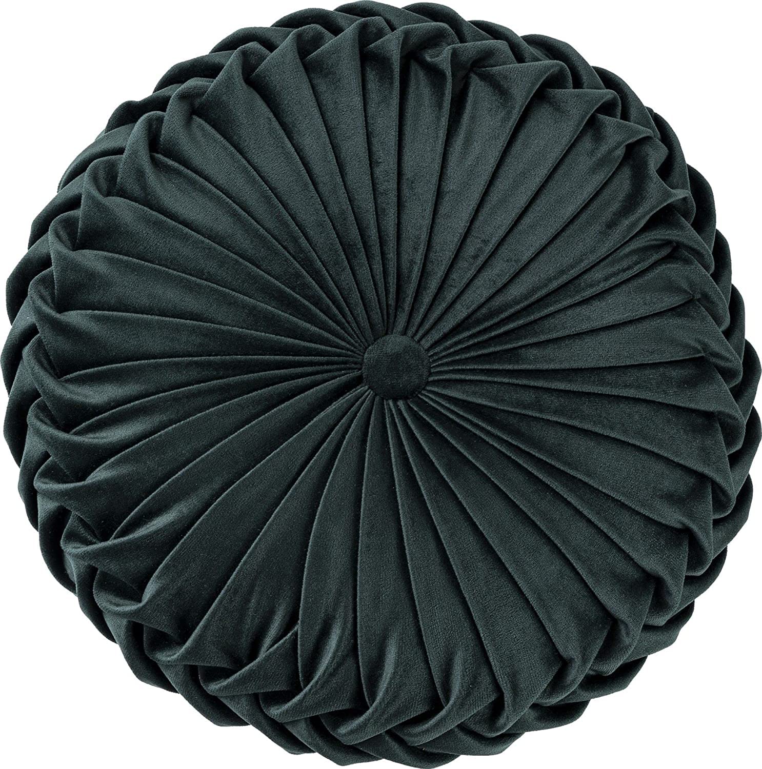 Ansho Almohada Redonda Almohada de Suelo de Terciopelo Suave Cojín Decorativo Plisado Almohada de Calabaza para el hogar Sofá Silla Cama de Coche (Verde Oscuro)