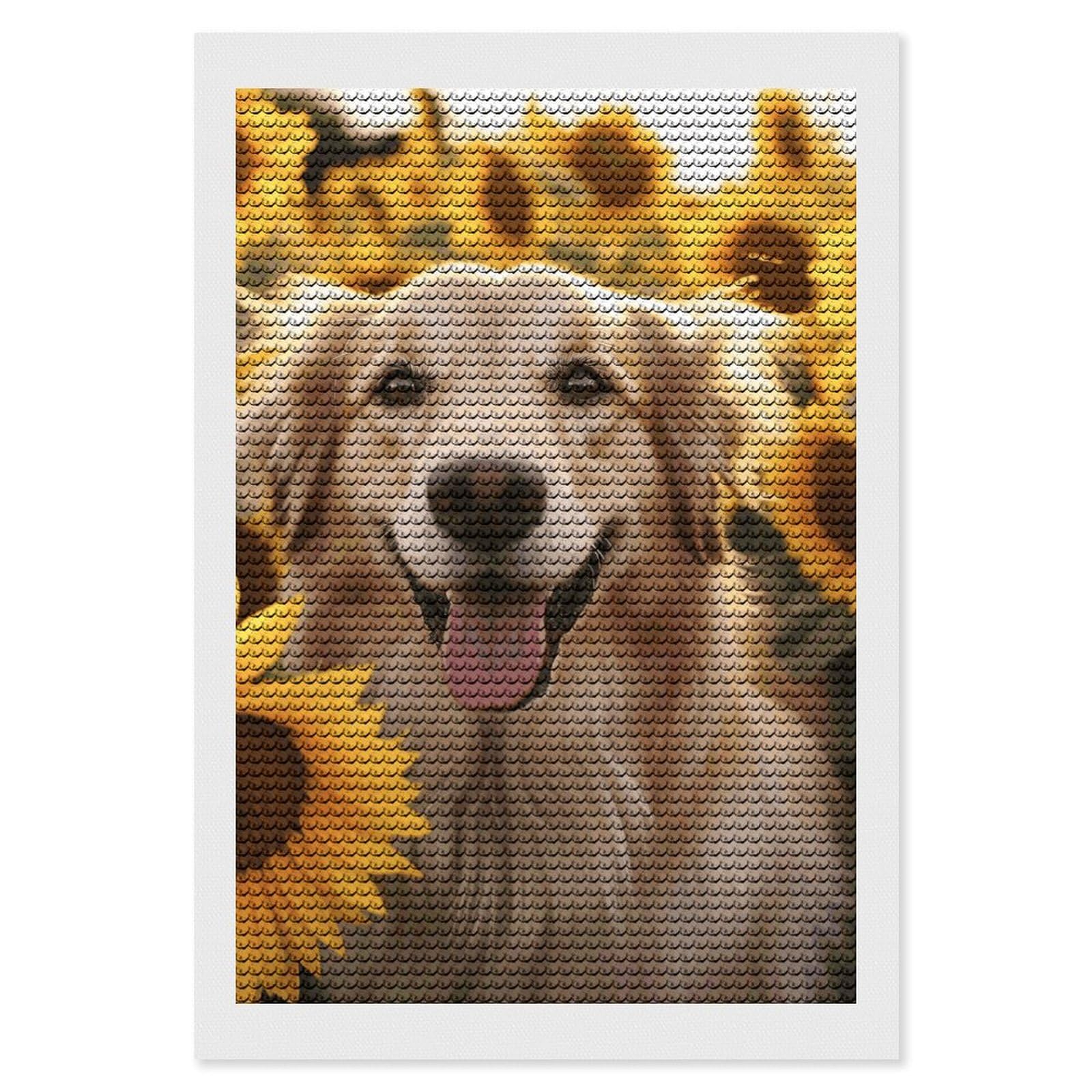 Dog and Sunflower Diamond Painting Kits for Adults, DIY 5D Diamond Painting Kits for Beginners, Round Full Drill Diamond Dots Paintings, Diamonds Pictures Gem Art for Crafts Home Decor 8"x12"